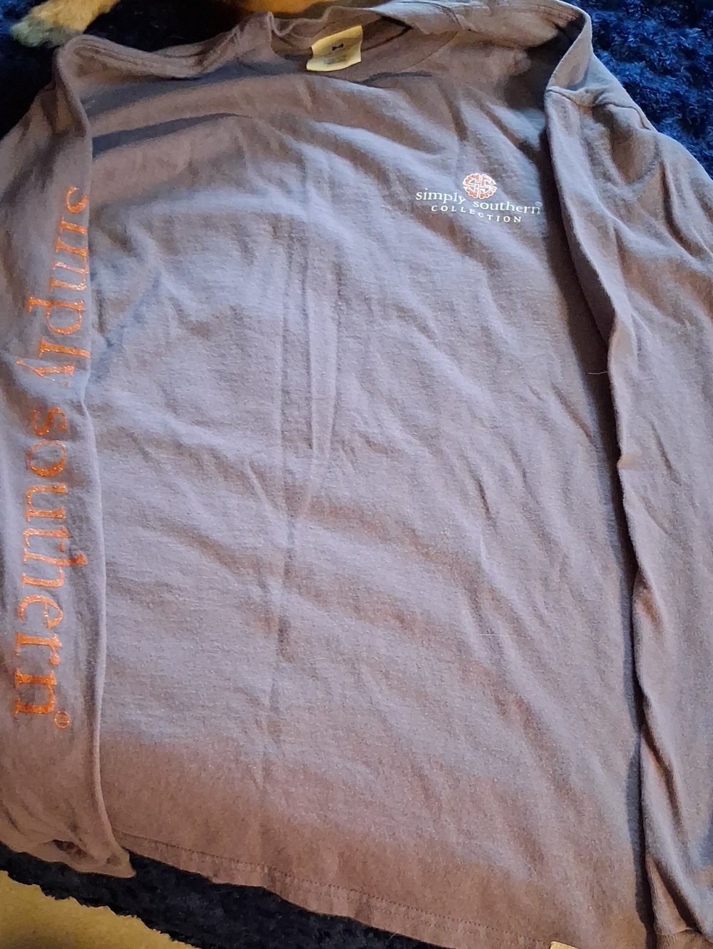 Simply Southern Womens Long-Sleeve Tee in Lavender with Orange Logo